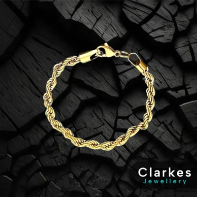 Mens 18k Gold Filled Rope Bracelet - 5mm