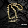 18ct GF Puffed Mariner Anchor Chain Necklace 24" Iced Out Chain
