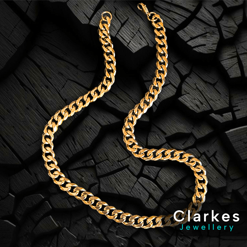 Gold Stainless Diamond Cut Cuban Chain - 11mm, 22"
