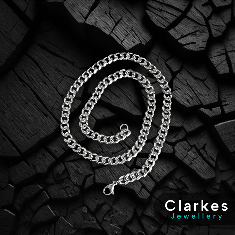 Stainless Steel Diamond Cut Cuban Chain - 7mm, 20" - Image 2