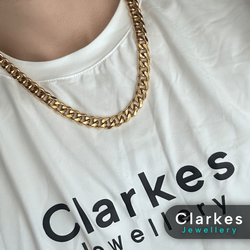 Gold Stainless Diamond Cut Cuban Chain - 11mm, 22" - Image 2