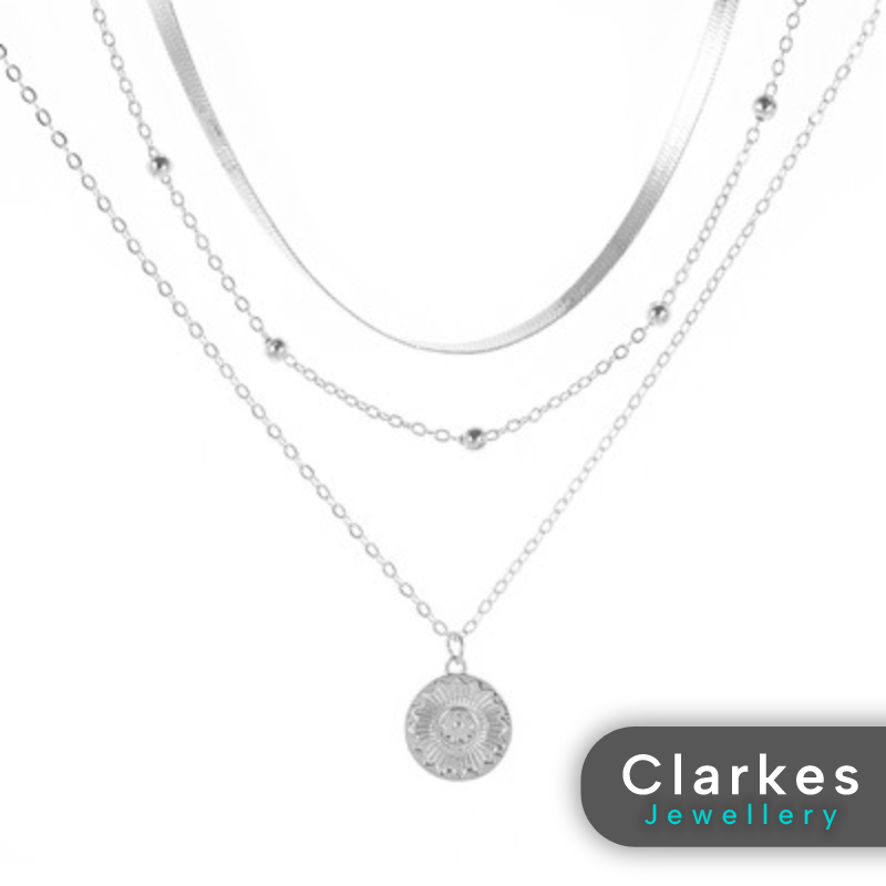 Multi-Layer Silver Necklace with Lotus Pendant - Image 3