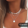 Multi-Layer Silver Necklace with Lotus Pendant