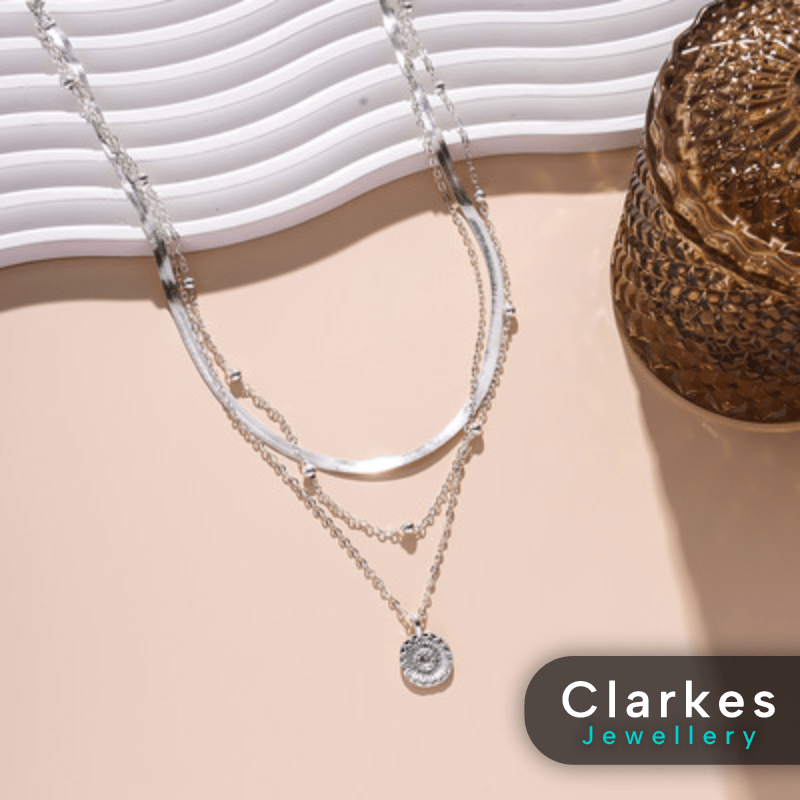 Multi-Layer Silver Necklace with Lotus Pendant - Image 4