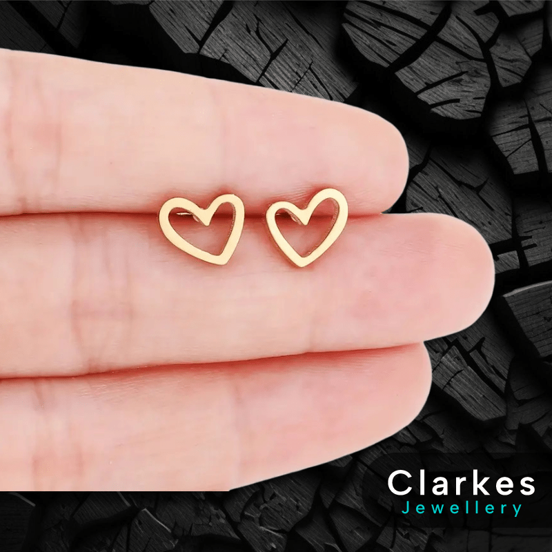 Simplistic 18ct Gold Filled Ladies Heart Earrings - Image 2