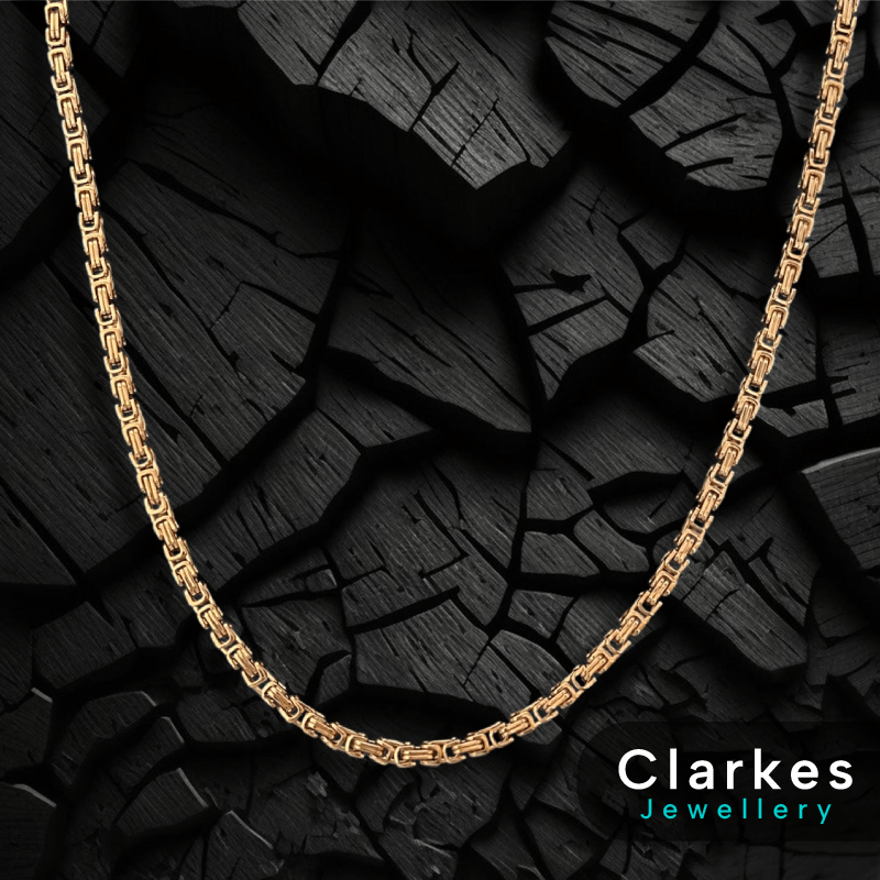 18ct Gold Filled Stainless Steel Box Byzantine Chain 24" + 9" Bracelet Set - Image 2