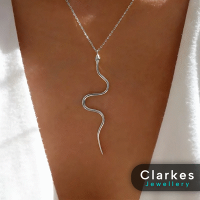 Stunning Ladies 925 Silver Necklace With Snake Pendant