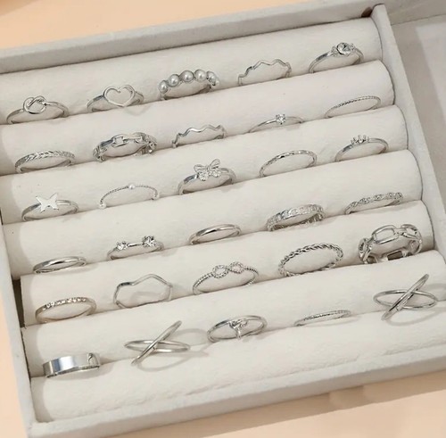 Job Lot 30pcs Silver Stacking Vintage Style Rings - Wholesale Job Lot 30pc - Image 2