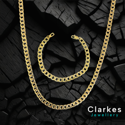 18ct Gold Italian Curb Cuban Chain 24” + Bracelet 9" 6mm