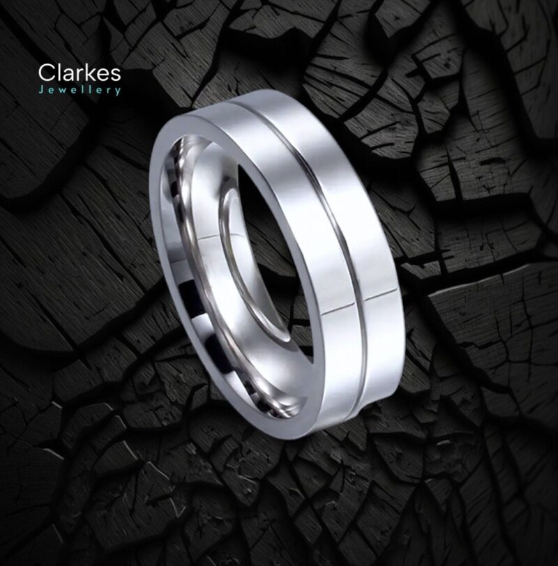 His & Hers Titanium Wedding Band Rings “I Love You” Engraved Band Rings - Image 2
