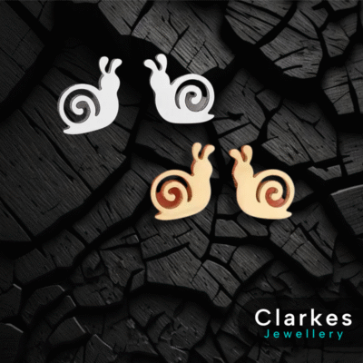 Stunning Ladies Silver & Gold Stainless Snail Earring Studs