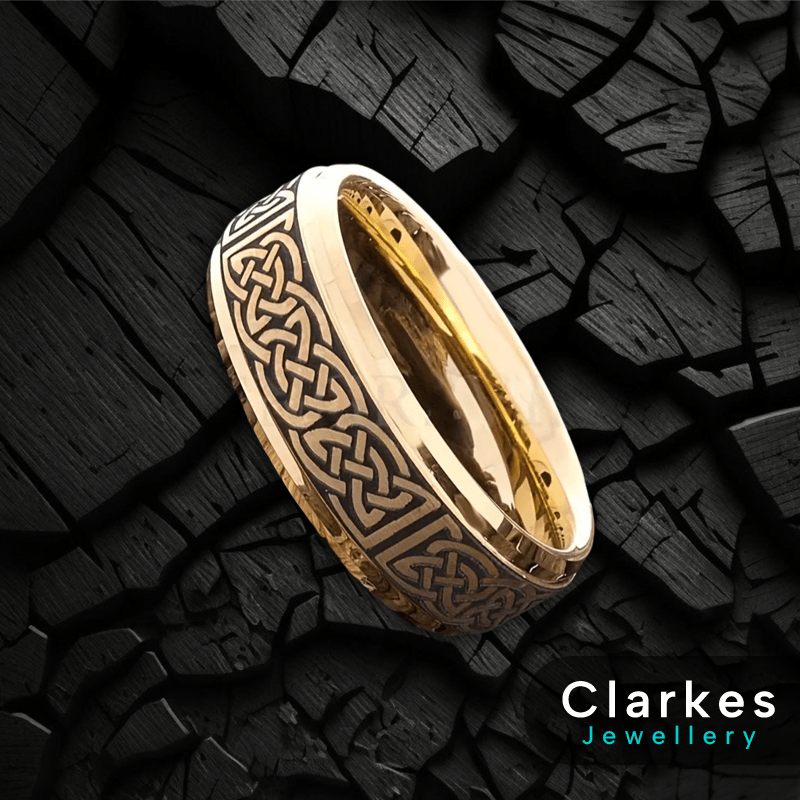 9ct Gold Filled Textured Vintage Viking Style Band Ring - Image 3