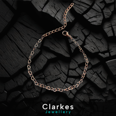 Ladies Rose Gold 3mm Vintage Heart Cuban Curb Bracelet