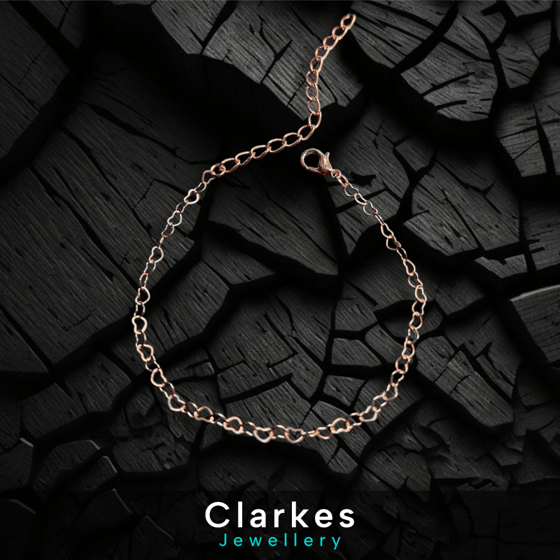 Ladies Rose Gold 3mm Vintage Heart Cuban Curb Bracelet