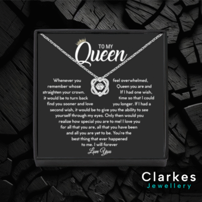 To My Queen Necklace Gift Set | CZ Pendant on 45cm Stainless Chain | Gift Box