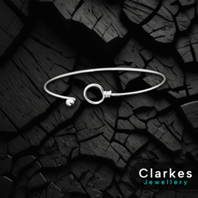 Ladies Simplistic Stainless Steel Bangle Bracelet + Clarkes Gift Box