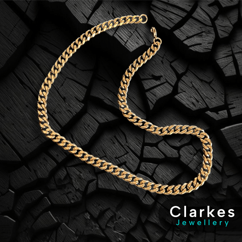 Mens Boys 9ct Gold Filled Solid Italian Curb Cuban Chain 21.5" 9mm + Giftbox