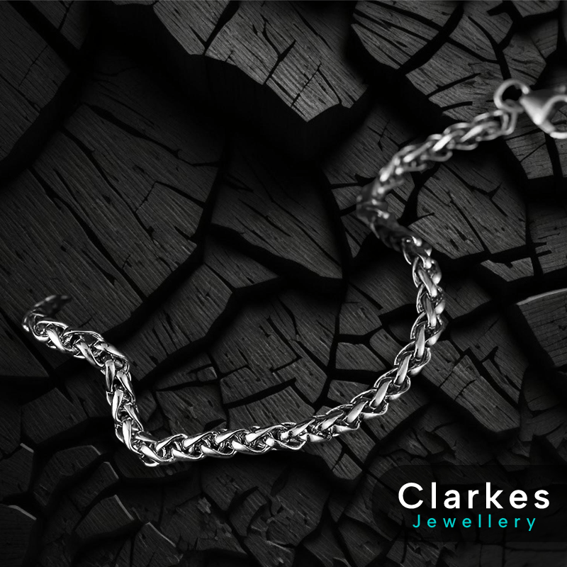 Mens Boys 4mm Braided Italian Stainless Steel Bracelet 21cm - Image 3