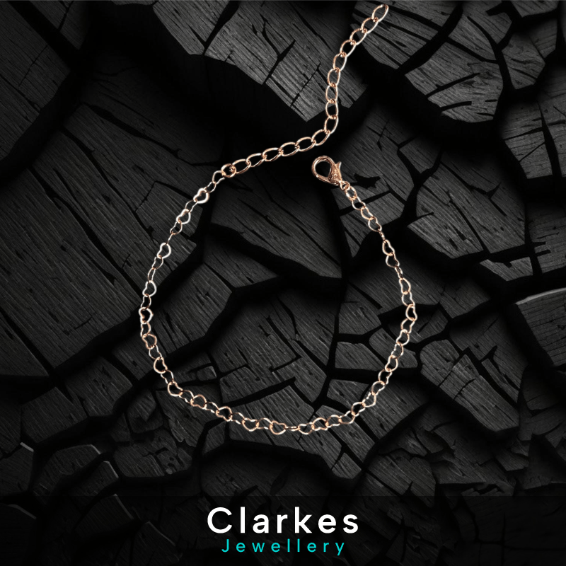Ladies Rose Gold 3mm Vintage Heart Cuban Curb Bracelet - Image 3