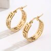 Vintage Style 18k Gold Maze Pattern Hoop Earring Loops - 304 Stainless - Image 2