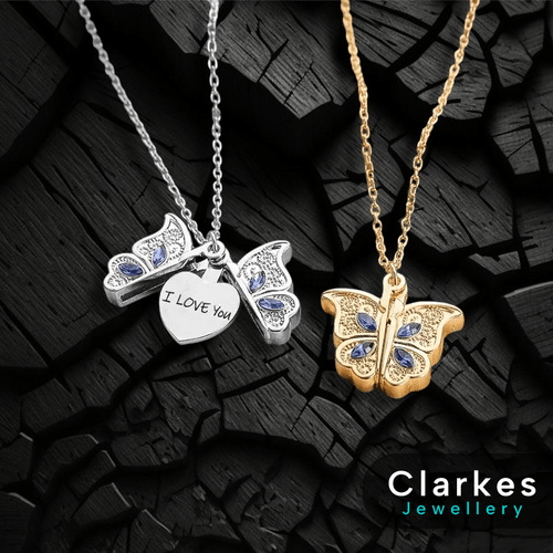9ct Gold Filled Ladies Butterfly Pendant Necklace "I Love You" Engraved Gift - Image 2