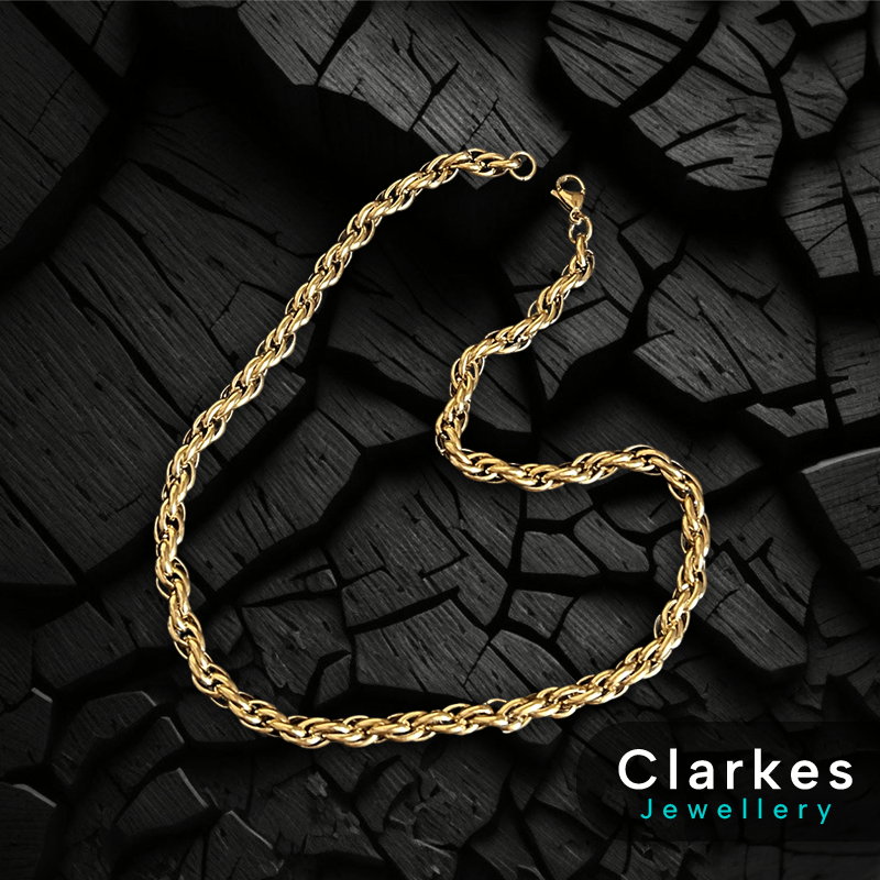 18ct Gold Filled Stainless Steel Chunky Rope Chain Necklace 7mm 20" - Image 2