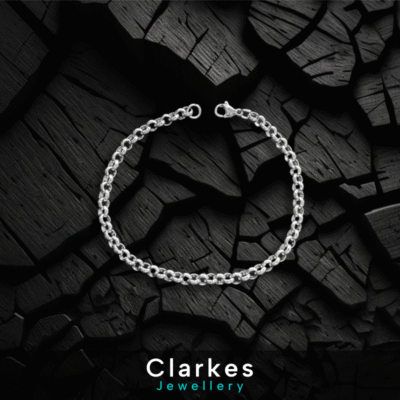 Silver Belcher Link Bracelet 17cm Long 4mm Thick