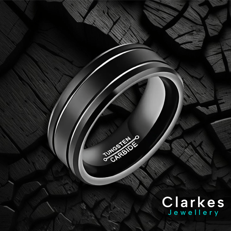 Matte Black 8mm Tungsten Carbide Band Ring for Men