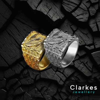Mens Boys 9ct Gold Filled Silver Eagle Ring
