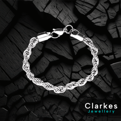 Men's Boys Stainless Steel  5mm Rope Bracelet 8”-9"