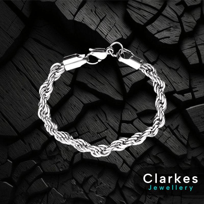 Men's Boys Stainless Steel 5mm Rope Bracelet 8”-9"