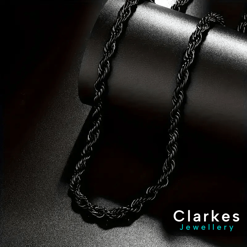 Premium Black 4.5mm Braided Rope Chain 22" - Image 2