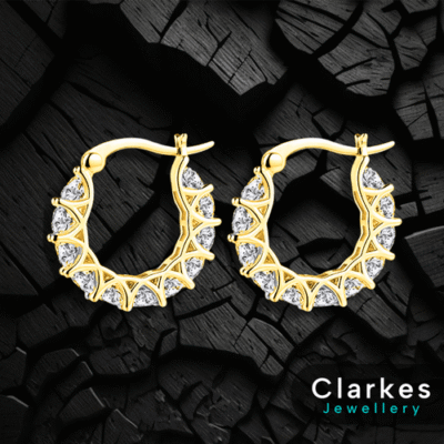9ct Gold Filled Ladies Zircon Earrings with Secure Closure