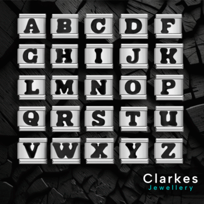 Italian Black Letter Charms | Name Initials A-Z | Fits All 9mm Modular Bracelet