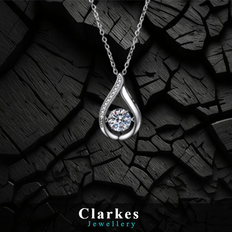 Ladies Stainless Zircon Teardrop Necklace Pendant - Image 2