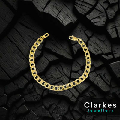 18ct Gold Filled Stainless Steel Italian Cuban Bracelet 8" 6mm