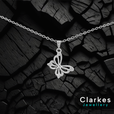 Dainty Silver Butterfly Necklace And Chain For Ladies 45-50cm Stainless Steel