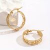 Vintage Style 18k Gold Maze Pattern Hoop Earring Loops - 304 Stainless