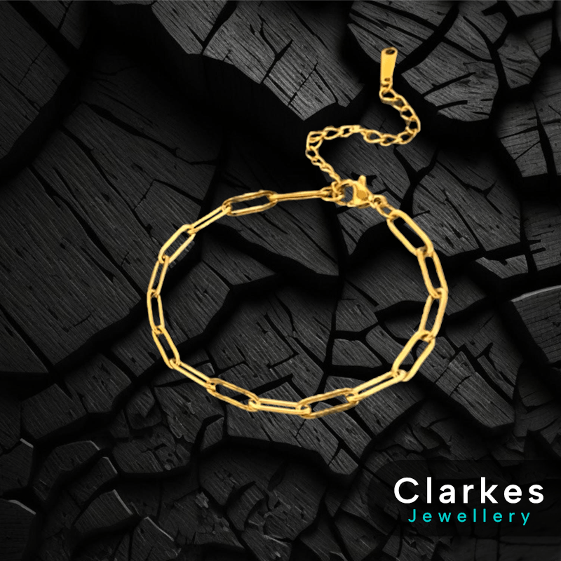 Ladies 18ct Gold Filled Vintage Style Cuban Curb Paperclip Bracelet