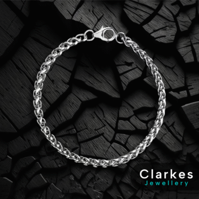 Mens Boys 4mm Braided Italian Stainless Steel Bracelet 21cm