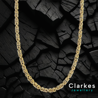 9ct Vacuum Plated 24" Stainless Round Byzantine Link Necklace Chain - 7mm