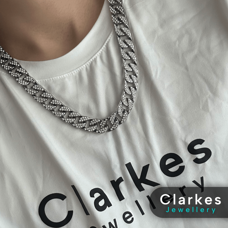 Men's Chunky Iced Out Cuban Curb Link Chains & Bracelets 13mm Wide 60cm Long