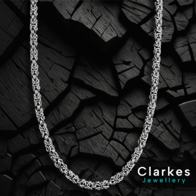 Stainless Steel 24" Round Byzantine Link Necklace Chain - 7mm
