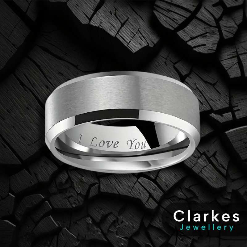 'I Love You' 8mm Stainless Steel Band Ring - Image 2