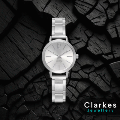 Ladies Luxury Wristwatch Silver Stainless Steel Elegant Quartz Watch Boxed UK