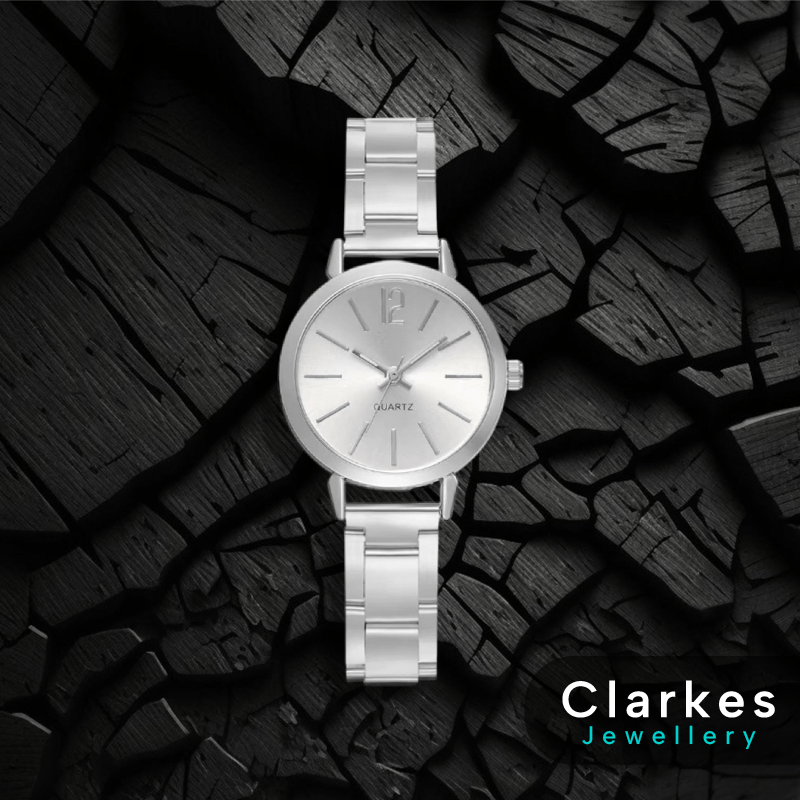 Ladies Luxury Wristwatch Silver Stainless Steel Elegant Quartz Watch Boxed UK