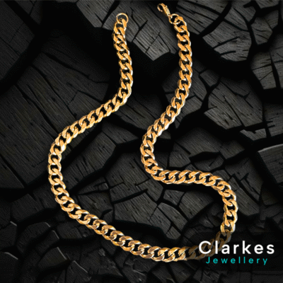 18ct Gold Filled Italian 11mm Cuban Chain GF Stainless 22" Cuban + Giftbox