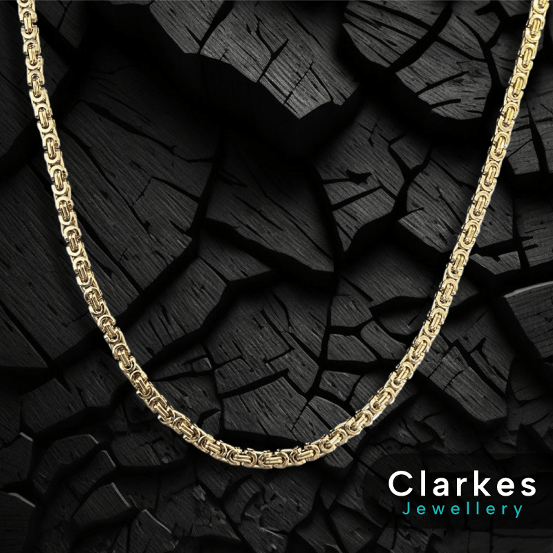 18ct Gold Filled 24" Stainless Flat Byzantine Chain + 9" Bracelet Set - Image 2