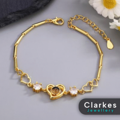 18ct Gold Adjustable Love Heart Bangle Bracelet 17+5cm