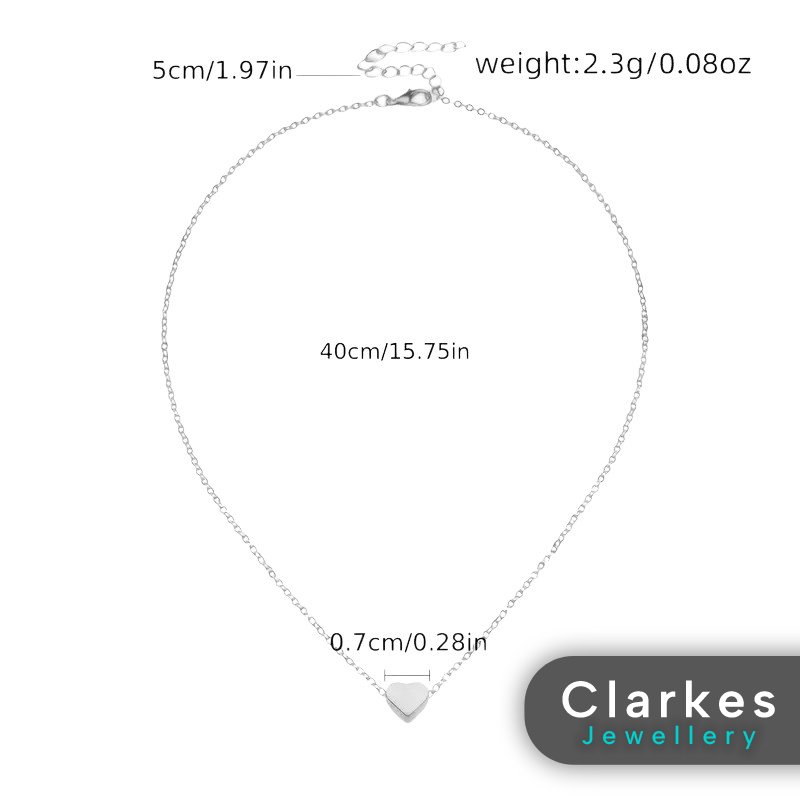 Simplistic Ladies 925 Silver Heart Pendant Necklace - Image 2